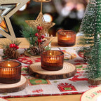 Tealight Candle Holder Set of 12, Amber Small Votive Candle Holders for Table Centerpiece,Glass Tea Light Candles Holder for Party&Home,Wedding Decor
