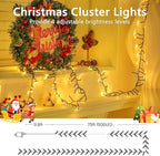75FT 1500 LED Cluster Christmas Lights, Christmas Tree Lights Outdoor Indoor with 8 Modes & Timer & Remote, Firecrackers String Lights Waterproof for Garland Party Xmas Decorations, Warm White