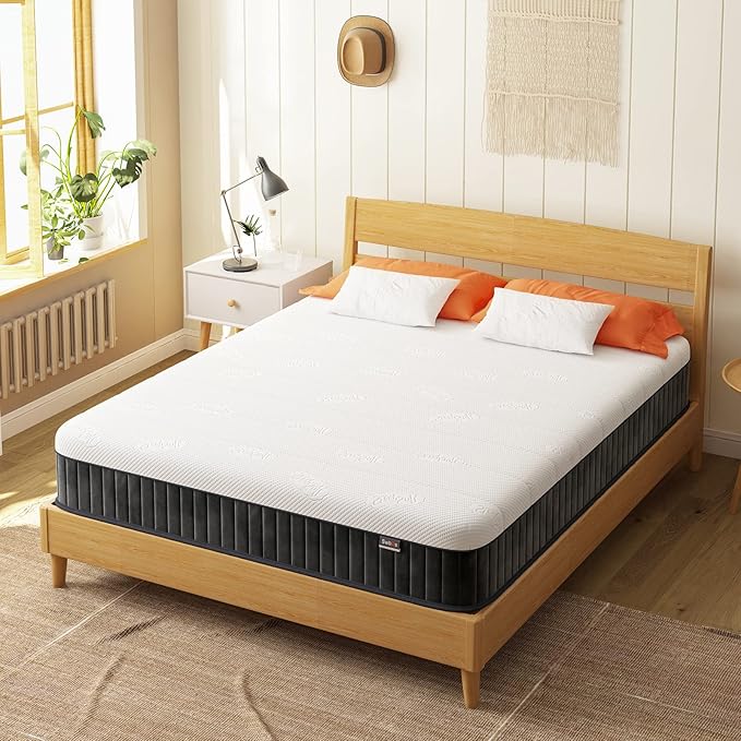 Swbvs Firm Full Mattress, 10 Inch Cooling-Gel Memory Foam & Pocket Spring Hybrid, Firm Feel, Full Size Mattresses, CertiPUR-US Certified, Fiberglass Free
