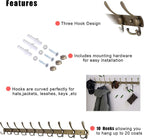 Dseap Coat Rack Wall Mount - 38” Long 10-Tri-Hooks Heavy Duty Coat Hanger Rail Wall Hooks for Hanging Coats Hats Clothing Clothes Purse Mudroom Entryway, Bronze