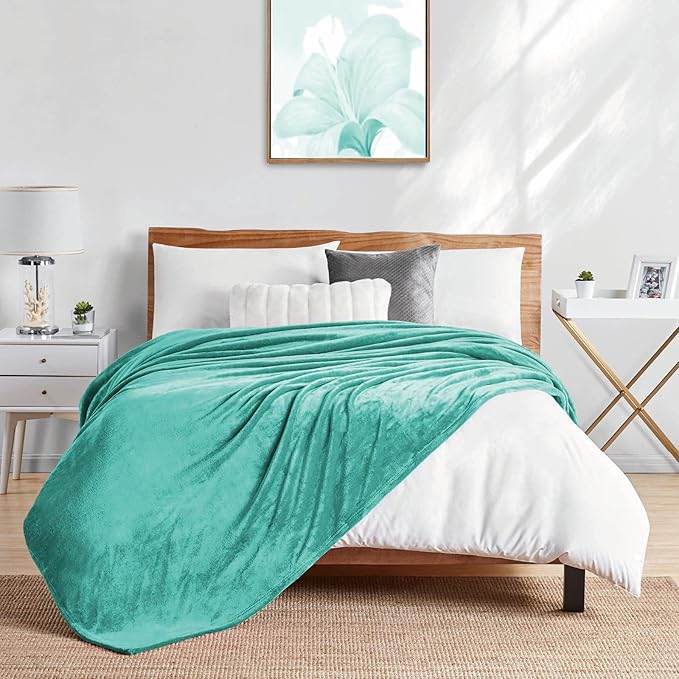Walensee Fleece Blanket Plush Throw Fuzzy Lightweight (King Size 108x90 Turquoise) Super Soft Microfiber Flannel Blankets for Couch, Bed, Sofa Ultra Luxurious Warm and Cozy for All Seasons