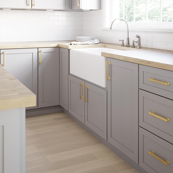 Franklin Brass Adjusta-Pull Chamfered Edge 5 Count Adjustable Drawer Pulls/Cabinet Handles 1-3/8" to 6-5/16" Hole Center Modern Gold Hardware Kitchen Door, Dressers P49107-117-B (Pack of 10)