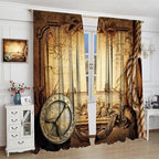 Pirate Map Curtains, Nautical Theme Old Ancient Treasure Map Secret Sea History Pattern Blackout Window Drapes for Kids Boys Bedroom Living Room 42x45 Inch