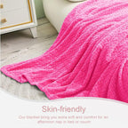 Exclusivo Mezcla Fleece King Size Blanket for Bed, 90x104 Inches Soft Cozy Jacquard Flannel Blankets, Lightweight Fuzzy Plush Warm for Winter, Hot Pink