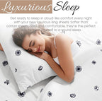 Linen Market 4 Piece King Sheet Set - Breathable, Double-Brushed Patterned Cooling Sheets – Oeko-TEX Certified Ultra Soft & Wrinkle-Free 16" Deep-Pocket King Sheets - Easy Care Indigo Flowers Navy