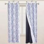 BONZER Mix and Match Curtains - 2 Pieces Branch Print Sheer Curtains and 2 Pieces Blackout Curtains for Bedroom Living Room Grommet Window Drapes, 37x95 Inch/Panel, Grey Dark, Set of 4 Panels