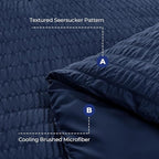 HYMOKEGE Navy Blue Twin XL Comforter Set Seersucker 5 Pieces, All Season Luxury Bed in a Bag for Bedroom, Bedding Set with Comforter, Sheets, Pillowcase & Sham