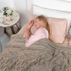Tuddrom Decorative Extra Soft Faux Fur Throw Blanket 50"x60",Solid Reversible Fuzzy Lightweight Long Hair Shaggy Blanket,Fluffy Cozy Plush Fleece Comfy Microfiber Blanket for Couch Sofa Bed,Khaki