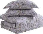 Paisley Comforter Set Twin Size with Sheets Bed in a Bag – Deep Pocket Fitted Sheet with Elastic Corners, Cozy Comforter, Pillowcases & Shams – Soft Microfiber All Season Bedding – Machine Washable