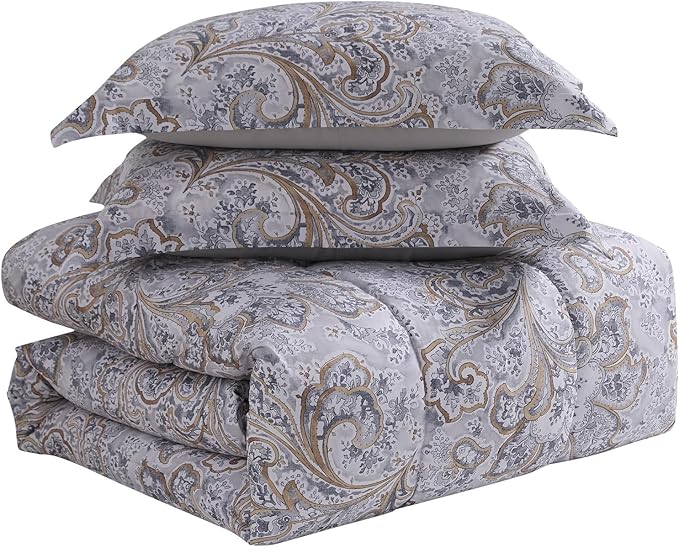Paisley Comforter Set King Size with Sheets Bed in a Bag – Deep Pocket Fitted Sheet with Elastic Corners, Cozy Comforter, Pillowcases & Shams – Soft Microfiber All Season Bedding – Machine Washable