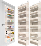 HOMELUX THEORY 2 PC Heavy Duty Over the Door Organizer 55x14x6.7, 6 Large Front & 12 Side Pockets, Hanging Storage Closet Door Organizer for Bedroom, Bathroom and Baby Nursery Storage (Ivory)