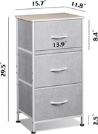 WLIVE Nightstand with 3 Drawers, Fabric Dresser, Organizer Unit, Storage Dresser for Bedroom, Hallway, Entryway, Closets, Sturdy Steel Frame, Wood Top, Easy Pull Handle, Light Grey