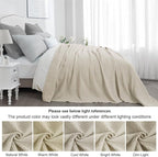 PHF 100% Cotton Waffle Weave Blanket Queen Size for Bed,Snag Proof Lightweight Breathable Moisture-Wicking Throw for Couch,Great for Layering in Cold Weather,Machine Washable, Home Decor Gift-Linen