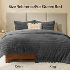 BEDELITE Fleece King Comforter Set -Super Soft & Warm Fluffy Grey Faux Fur Bedding, Luxury Fuzzy Heavy Bed Set for Winter with 2 Pillow Cases