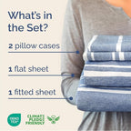 Cal King Size 4 Piece Sheet Set - Comfy Breathable & Cooling Bed Sheets Set - Hotel Luxury Bedding for Women, Men, Kids, Teens, Boys & Girls - Deep Pockets & Wrinkle Free - Oeko-Tex - Blue Stripes 3