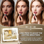 FENNIO Vanity Mirror with Lights, 12" x 16" Lighted Makeup Mirror with Smart Touch Control, 3 Color Modes & Brightness Adjustable, LED Makeup Mirror with 10X Magnification, 360° Rotation for Bedroom