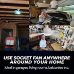 Bell+Howell Socket Breeze Modern Ceiling Fans with LED Lights, 10" LED E26/E27 Screw Base Mini Light Socket Fan with Cord for Bedroom, Living Room, Kitchen, Balcony