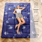 MAXYOYO Navy Space Adventure Futon Mattress, Japanese Floor Mattress Quilted Bed Mattress Topper, Extra Thick Folding Sleeping Pad Breathable Floor Lounger Guest Bed for Camping Couch, Full