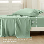 Bedsure Cooling Sheets Twin XL, Rayon Derived from Bamboo, Breathable & Soft Twin XL Sheet Sets, Deep Pocket Up to 16 Inches, Hotel Luxury Silky Dorm Bedding for Hot Sleepers, Sage Green