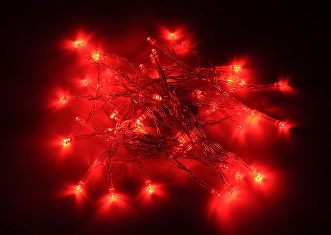 Karlling Battery Operated Fairy Lights, 13ft Durable Short Clear Wire LED Twinkle String Lights for Christmas, Valentine’s Day, Halloween,Weddings, Parties, and Indoor/Outdoor Decor(Red)