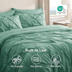 Bedsure Twin Comforter Set Graysih Green - Bed in a Bag Twin Size Bedding 5 Pieces, GentleSoft™ Pintuck Bed Set Gift for Family, Pinch Pleat Graysih Green Comforter with Sheets, Pillowcase & Sham