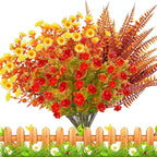 20 Bundles Artificial Fall Flowers for Outdoors Fall Thanksgiving Decorations - UV Resistant Fake Mums Faux Fall Plants Plastic Flowers for Gardens Porch Fireplace Patio Home Indoor Autumn Fall Decor