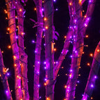 Dazzle Bright Halloween String Lights, 66FT 200 LED Connectable Black Wire 8 Modes String Lights, Waterproof Christmas Decorations for Indoor Outdoor Patio Party Holiday, Purple & Orange