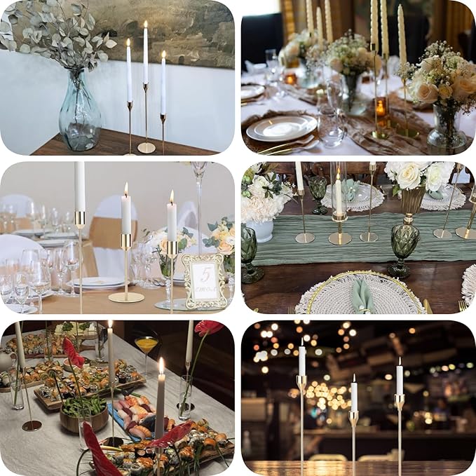 Gold Candlestick Holders Bulk, Taper Candles Holder for Table Centerpiece Set of 18 Metal Candle Sticks Holders Stand Candelabra Candle Holder for Christmas, Wedding, Dinning, Home Decor