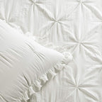 Lush Decor Ravello Pintuck Ruffle Skirt Bedspread Set - Luxe 3 Piece Ruffled Bedding Set - Traditional Glam & Farmhouse Inspired Bedroom Decor - King, White