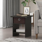 Furinno Dario End Table / Side Table / Night Stand / Bedside Table with Bin Drawer, 2-Pack, Espresso/Brown