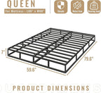 Queen Size Box Spring, 7 Inch Low Profile Metal Frame Mattress Foundation, Heavy Duty Boxspring with Cover, Easy Assembly, Noise Free, Non-Slip
