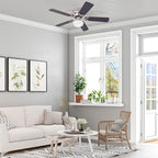 Prominence Home Alvina, 42 Inch Traditional Flush Mount Indoor LED Ceiling Fan with Light, Pull Chain, Dual Finish Blades, Reversible Motor - 80029-01 (Brushed Nickel)