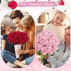 BLEUM CADE 100 Pcs Pink Roses Artificial Flowers, Real Touch Velvet Roses Fake Flowers Bulk, Artificial Roses Bouquet with Long Stems Bridal DIY Wedding Party Centerpiece Decorations