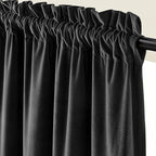 Lazzzy Velvet Blackout Curtains Thermal Insulated Room Window Drapes Super Soft Luxury Curtains for Living Room Bedroom Rod Pocket 2 Panels, Black, 52" W x 120" L