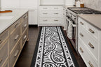 Custom Length Cut to Size Tribal Ethnic Southwestern Inspired Hallway Runner Rug, Non Slip Rubber Backed, 31 inch Wide X Customized Length, Mayan Black, 31 inch X 13 feet