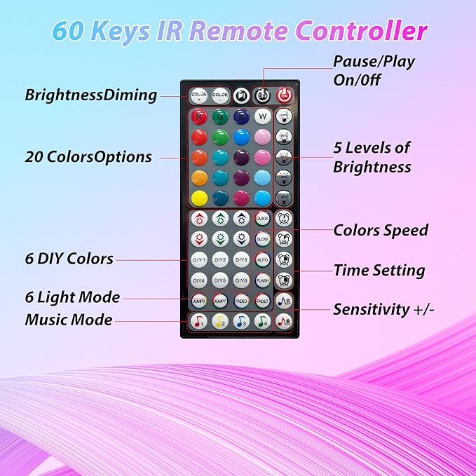 Led Lights for Bedroom 100ft Color Changing RGB Led Strip Lights Music Sync, DIY Led Light Strip with Remote and App Control, Dimmable Led Lights for Room Party Home Decor Cool Things(1*100ft)