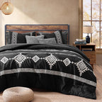 MaiRêve Embroidery King Size Comforter Set Black, Boho Farmhouse Western Bedding Set 7 Pieces, All Season Bed in A Bag Comforter Set with Sheets, Pillowcases & Shams
