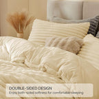 BEDELITE Fleece Queen Comforter Set -Super Soft & Warm Fluffy Beige Bedding, Luxury Fuzzy Heavy Bed Set for Winter with 2 Pillow Cases