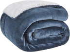 Bedsure GentleSoft Sherpa Fleece Throw Blanket Twin Size for Couch - Thick and Warm Throw for Women and Men, Soft Fuzzy Plush Twin Blanket for Winter, Slate Blue, 60x80 Inches