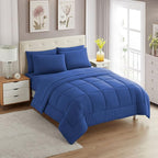 Sweet Home Collection 7 Piece Comforter Set Bag Solid Color All Season Soft Down Alternative Blanket & Luxurious Microfiber Bed Sheets, Royal Blue, Twin XL