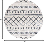 SAFAVIEH Arizona Shag Collection Area Rug - 5'1" Round, Ivory & Slate, Moroccan Design, Non-Shedding, 1.6-inch Thick, Ideal for High Traffic Areas in Living Room, Bedroom (ASG741M-5R)