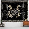 OSUNBD Nordic Vikings Tapestry, Large 8490 inches Soft Flannel, Vegvsir Symbol Twins Dragons Celtic Rune Scandinavian Aesthetic Mythology Tapestry Wall Hanging for Bedroom Living Room Decor