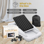 ELTOW Toddler Blow-Up Mattress with Sides, Inflatable Toddler Travel Bed with Safety Bumpers, Portable Kids Air Mattress for Travel, Complete Set with High-Speed Pump & Carry Bag - Black