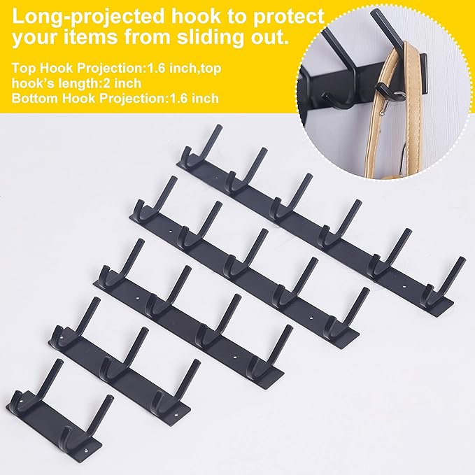 WEBI Coat Rack Wall Mounted,4 Coat Hooks for Hanging Coats,Heavy Duty Metal Hook Rack Hook Rail Coat Hanger Wall Mount for Clothes Entryway Jacket,C-CBG04,Black