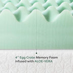 Best Price Mattress 4 Inch Egg Crate Memory Foam Mattress Topper with Calming Aloe Infusion, CertiPUR-US Certified, King