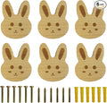 6PCS Wooden Rabbit Shaped Cabinet Knobs, Cabinet Handles, Single Hole Beech Wood Handles, Wood Hooks with Full Set of Screw Accessories