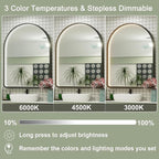 40x30 Inch LED Bathroom Mirror with Lights, Adjustable 3000K/4500K/6000K, Arched Black Frame Lighted Bathroom Vanity Mirror, Anti-Fog, Dimmable, Wall Mounted