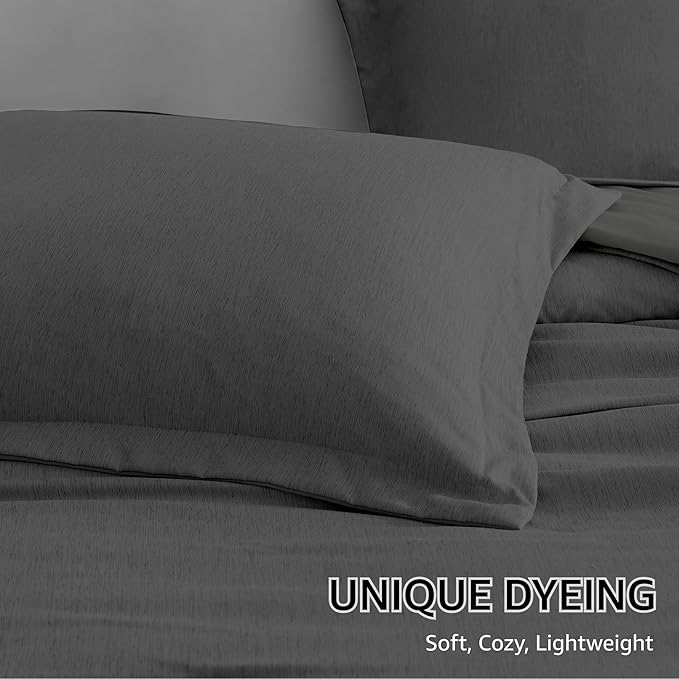 Monbix Full Size Comforter Set, Dark Grey Bedding Comforter for Full Size Bed Set Reversible, Bedding Sets Full 7 Pieces, Cationic Dyeing Bed in a Bag with Comforter, Sheets, Pillowcases & Shams