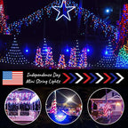 4th of July Decoration Patriotic Mini String Lights - 200 Count 50 Feet Red White Blue Christmas Lights Green Wire Waterproof for Indoor Outdoor Xmas Holiday Party Patio Independence Day Decoration