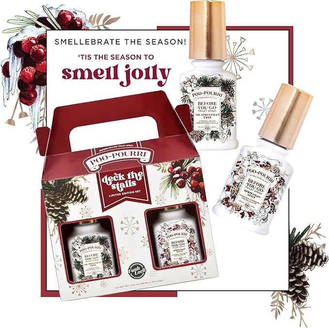 Poo-Pourri Before-You-Go Toilet Spray Gift Set, Spritzmas Sprice and Oh Spritzmas Tree 2 Ounce Bottles in Gift Box